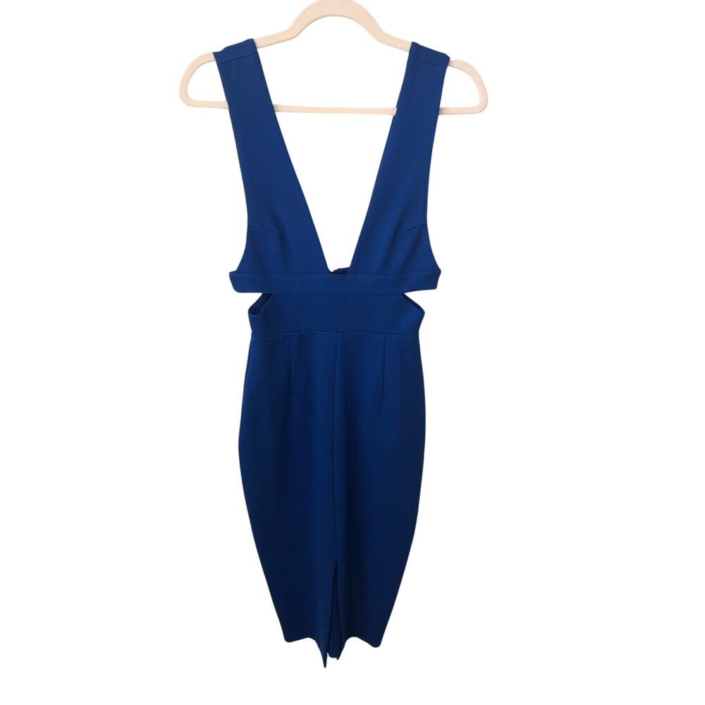 Lavish Alice Blue Don't Tempt Me Cutout Deep V-Neck Glamorous Midi Chic Dress XS